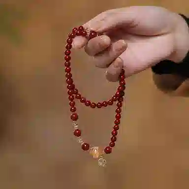 凤凰涅磐 新中式烫金青龙水晶转运珠 高含量招财转运国潮福牌多圈叠戴三圈 再造辰砂朱砂 玉石手串 女款 礼盒