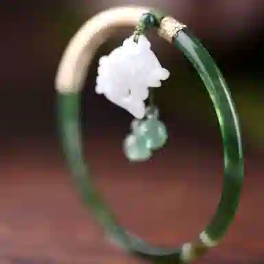 凤凰涅磐 新中式叮当镯原创古风首饰 一步一响 绿玛瑙 绿草莓晶 海藻玛瑙 手镯 女款 礼物 礼盒