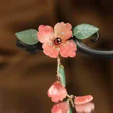 凤凰涅磐 古风新中式簪子木质汉服旗袍木簪日常盘发现代简约  黑檀木 酒红石榴石 发簪 女款 礼物 礼盒