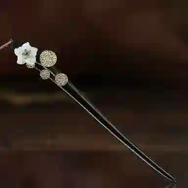 凤凰涅磐 新中式高级感古风发钗日常盘发搭配汉服旗袍 木质 米珠 合金件 发簪 女款 白色花朵 礼物 礼盒