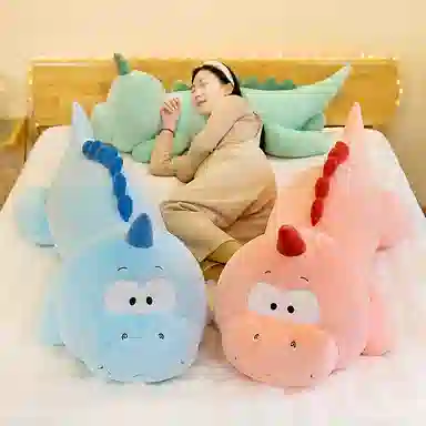万童乐 憨豆恐龙抱枕 可爱趴龙安抚布娃娃 玩偶 毛绒公仔