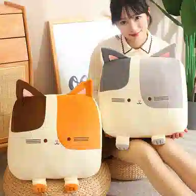胖胖龙 卡通猫咪方形抱枕 玩偶周边