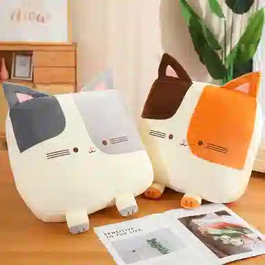 胖胖龙 卡通猫咪方形抱枕 玩偶周边