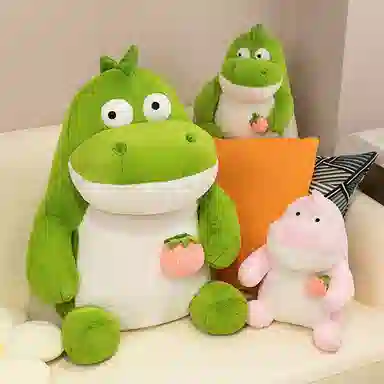 万童乐 草莓恐龙 呆萌可爱 抱枕娃娃 玩偶 毛绒公仔