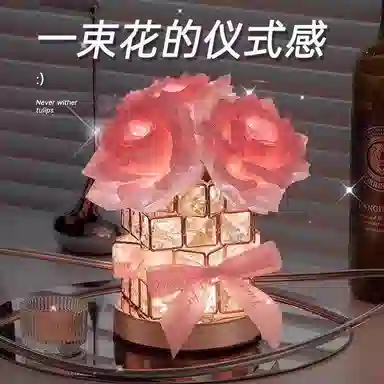 胖胖龙 玫瑰花魔方氛围台灯 永生花小夜灯 玩具