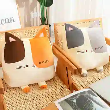 胖胖龙 卡通猫咪方形抱枕 玩偶周边