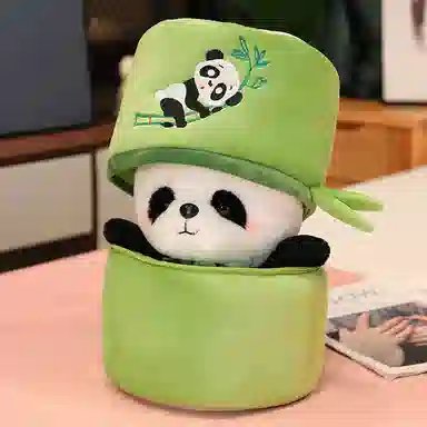 万童乐 可爱竹筒大熊猫 玩偶 毛绒公仔