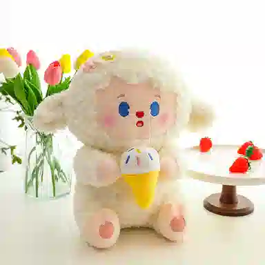 万童乐 可爱卡通冰淇淋小羊 绵羊 玩偶 毛绒公仔