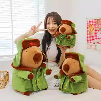 胖胖龙 军大衣卡皮巴拉 东北水豚 玩偶 毛绒公仔