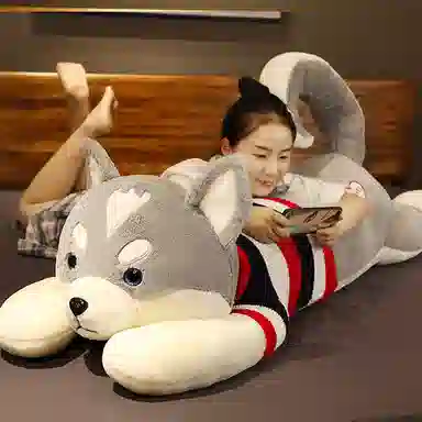 万童乐 哈士奇 狗狗抱枕 玩偶 毛绒公仔
