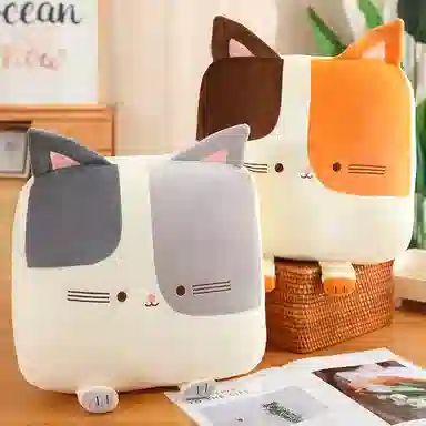 胖胖龙 卡通猫咪方形抱枕 玩偶周边