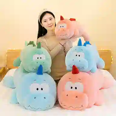 万童乐 憨豆恐龙抱枕 可爱趴龙安抚布娃娃 玩偶 毛绒公仔