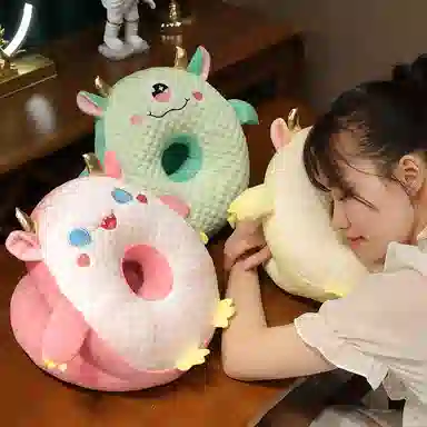 胖胖龙 冰豆豆午睡枕 卡通抱枕 玩偶周边