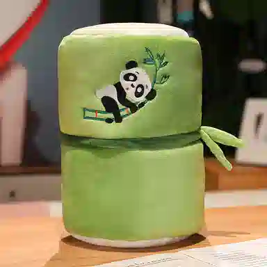 万童乐 可爱竹筒大熊猫 玩偶 毛绒公仔