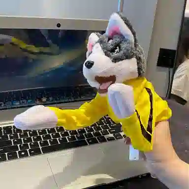 万童乐 哈士奇拳击狗 可发声手偶 玩偶周边