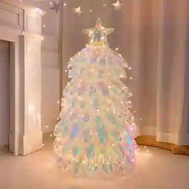 胖胖龙 立体充气水晶炫彩拼装圣诞树 主题气球站立雪人老人炫彩圣诞树气球节日派对 布置气球 玩具