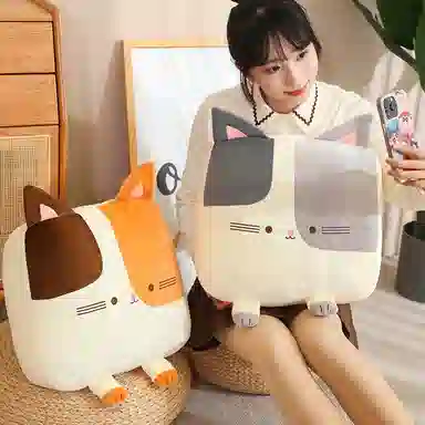 胖胖龙 卡通猫咪方形抱枕 玩偶周边