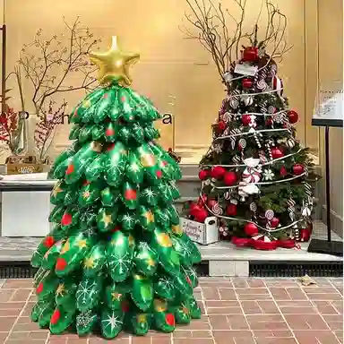胖胖龙 立体充气水晶炫彩拼装圣诞树 主题气球站立雪人老人炫彩圣诞树气球节日派对 布置气球 玩具