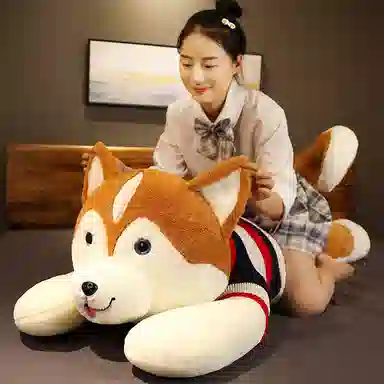 万童乐 哈士奇 狗狗抱枕 玩偶 毛绒公仔