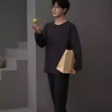 俏霓桐 圆领时尚简约休闲柔软舒适长袖长裤可外穿睡衣套装 男款 图色