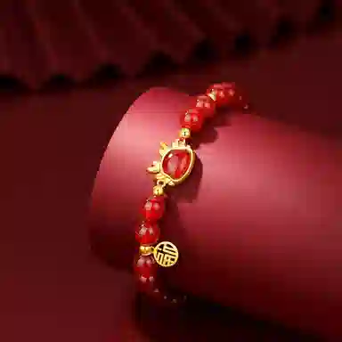 七可 生肖龙 新中式复古民族风转运珠 玛瑙 玉石手串 女款 礼盒款