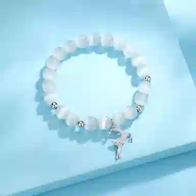 七可 一鹿有你新中式轻奢气质时尚百搭小众设计温柔小清新简约 玻璃猫眼 手串 女款