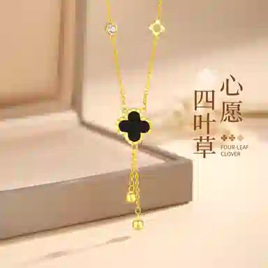 【幸运四叶草999足银】 七可 心愿系列锁骨链 精致轻奢简约通勤百搭 小众优雅时尚 新中式银吊坠告白礼盒#好运 玛瑙 项链 女款