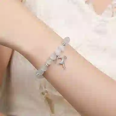 七可 一鹿有你新中式轻奢气质时尚百搭小众设计温柔小清新简约 玻璃猫眼 手串 女款