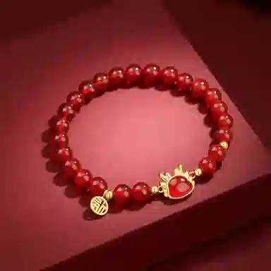 七可 生肖龙 新中式复古民族风转运珠 玛瑙 玉石手串 女款 礼盒款