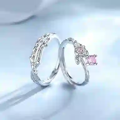 万娜 荆棘与玫瑰 小众设计森系花朵简约 合金 戒指 男女同款情侣款 银白色