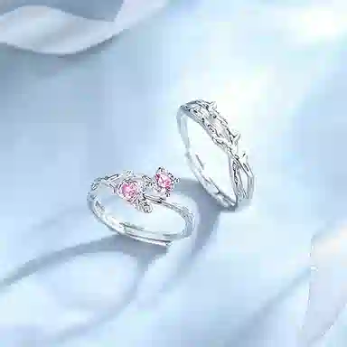 万娜 荆棘与玫瑰 小众设计森系花朵简约 合金 戒指 男女同款情侣款 银白色