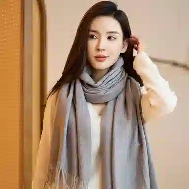 【榜单优选】 桉彩饰 羊绒羊毛混纺百搭柔软披肩女友流苏舒适保暖高雅纯色毕业季谢师礼加厚超大舒适冬日恋歌 绒线围巾 男女同款情侣款