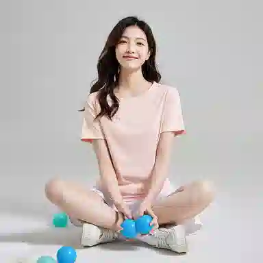 都市丽人 纯色简约圆领休闲百搭短袖打底衣 女款 奶油黄