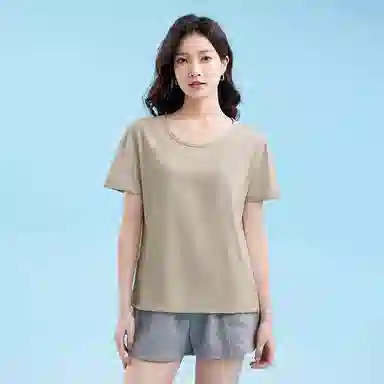 都市丽人 正肩圆领休闲百搭显瘦设计凉感短袖打底衣 女款