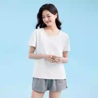 都市丽人 正肩圆领休闲百搭显瘦设计凉感短袖打底衣 女款