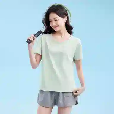 都市丽人 正肩圆领休闲百搭显瘦设计凉感短袖打底衣 女款
