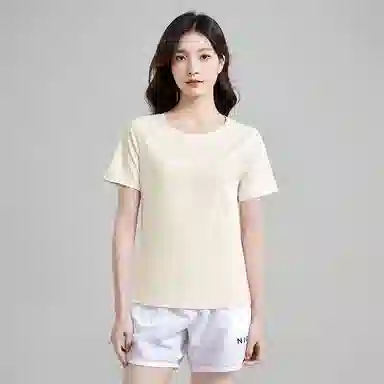 都市丽人 纯色简约圆领休闲百搭短袖打底衣 女款 奶油黄