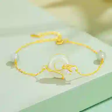 老凤祥 岁岁平安 新中式幸福圆满平安扣银链 气质清冷感简约百搭轻奢小众 女朋友闺蜜约会恋爱表白告白手饰#好运天然 玉髓 手链女生 女款