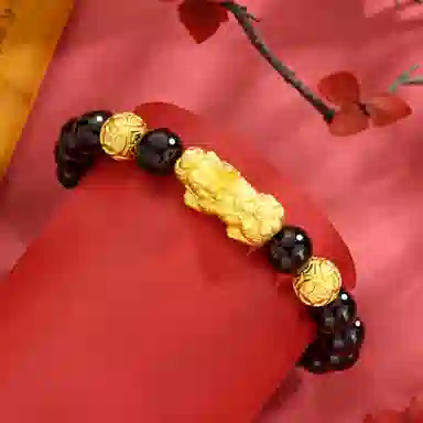 【招财吞金兽】 老凤祥 纳财貔貅手链 暴富转运珠新中式时尚大气潮流时尚百搭简约手饰男士男朋友告白精美礼盒天然 玛瑙 男生手串 男款