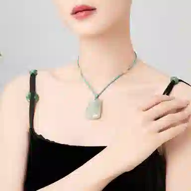 老凤祥 水墨无事牌 新中式简约岁月静好高级百搭日常古风通勤时尚转运国潮 天山翠 项链 女款