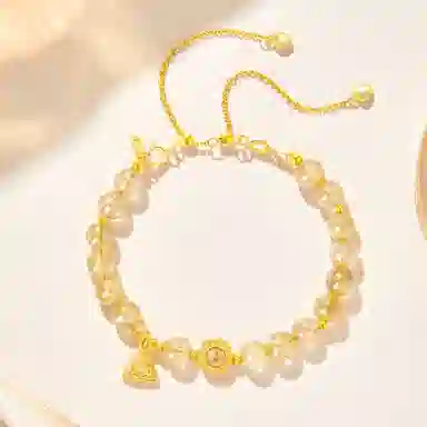 老凤祥 八方来财 三角镂空国风好运转运暴富旺事业转运珠日常百搭手饰女朋友简约闺蜜表白告白精美礼盒天然 黄水晶 手链 女款