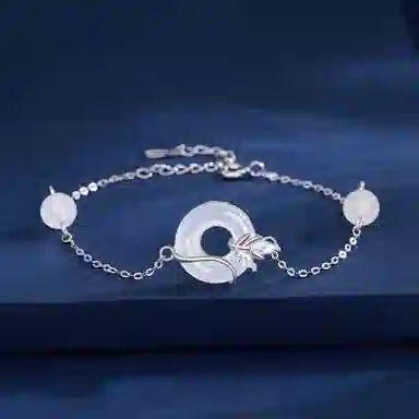 老凤祥 岁岁平安 新中式幸福圆满平安扣银链 气质清冷感简约百搭轻奢小众 女朋友闺蜜约会恋爱表白告白手饰#好运天然 玉髓 手链女生 女款