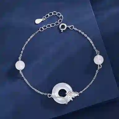 老凤祥 岁岁平安 新中式幸福圆满平安扣银链 气质清冷感简约百搭轻奢小众 女朋友闺蜜约会恋爱表白告白手饰#好运天然 玉髓 手链女生 女款