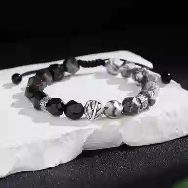 老凤祥 事叶有成 国潮新中式复古风转运珠轻奢小众简约百搭#好运 地图石 玉石手链 男女同款情侣款