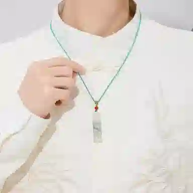 老凤祥 【节节高升】清风竹韵 国潮新中式古典小众设计 高级感轻奢简约百搭转运珠 精致礼盒天然 天山翠 项链 男女同款情侣款