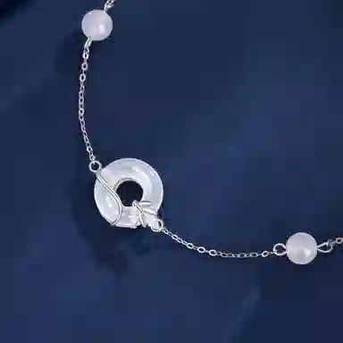 老凤祥 岁岁平安 新中式幸福圆满平安扣银链 气质清冷感简约百搭轻奢小众 女朋友闺蜜约会恋爱表白告白手饰#好运天然 玉髓 手链女生 女款