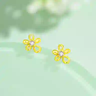 老凤祥 【足银】浪漫甜美可爱花朵森系小清新养耳洞睡觉免摘 小众设计日常通勤百搭温柔显气质闺蜜女友精美礼盒#好运 足银 耳钉 女款