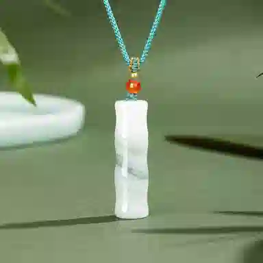 老凤祥 【节节高升】清风竹韵 国潮新中式古典小众设计 高级感轻奢简约百搭转运珠 精致礼盒天然 天山翠 项链 男女同款情侣款