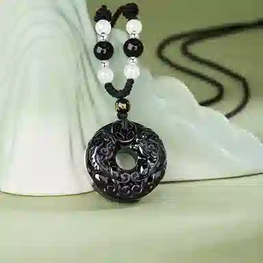 老凤祥 貔貅平安扣吊坠 新中式本命年招财纳福转运毛衣链大气中性吊坠 女朋友男朋友父亲纪念日周年礼物 玛瑙 项链 男女同款情侣款