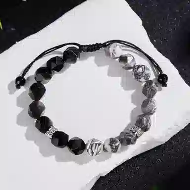 老凤祥 事叶有成 国潮新中式复古风转运珠轻奢小众简约百搭#好运 地图石 玉石手链 男女同款情侣款